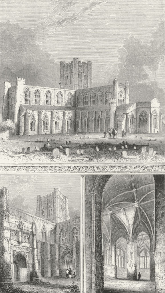 CHESTER. Cathedral south Porch Lady Chapel. Bentley 1860 old antique print